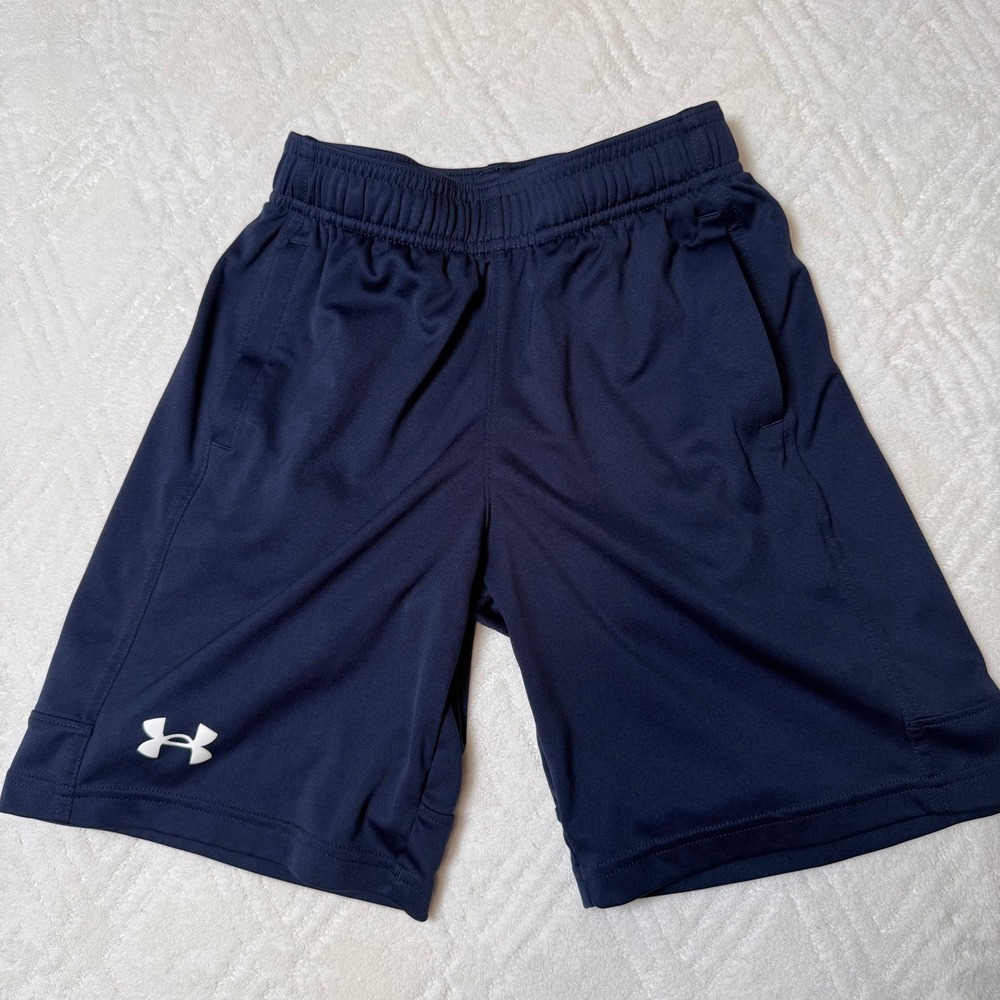Sporty Classic Under Armour Boys Youth Small Navy Athletic Shorts Loose Fit